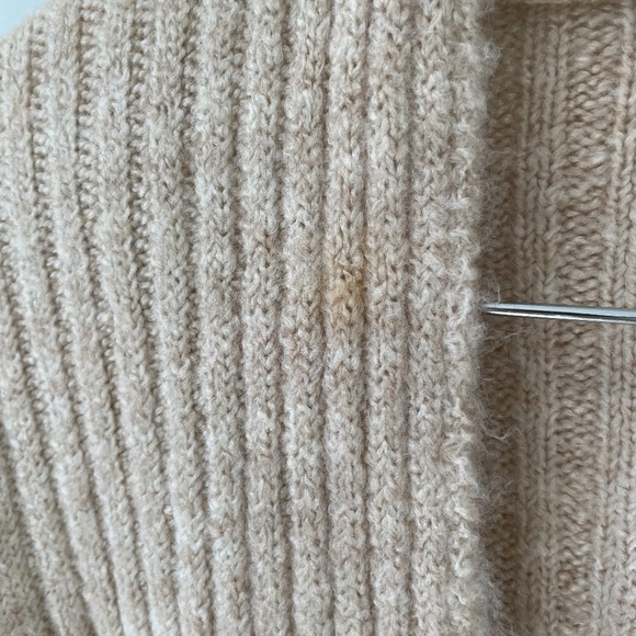 Topshop Beige Ribbed Pocketed Side Slit Cardigan - Picture 8 of 8